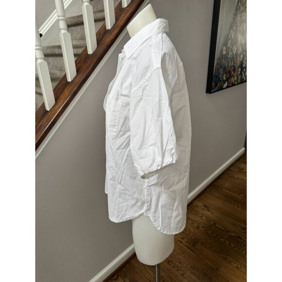 NWT J Crew White Size 4 Relaxed short-sleeve cotton poplin popover - Picture 3 of 3